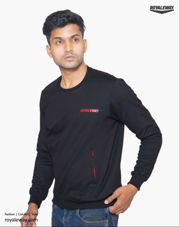 ROYALEWAY FLEECE POCKET SWEATSHIRT BLACK AND RED MEN/BOYS RWM9003