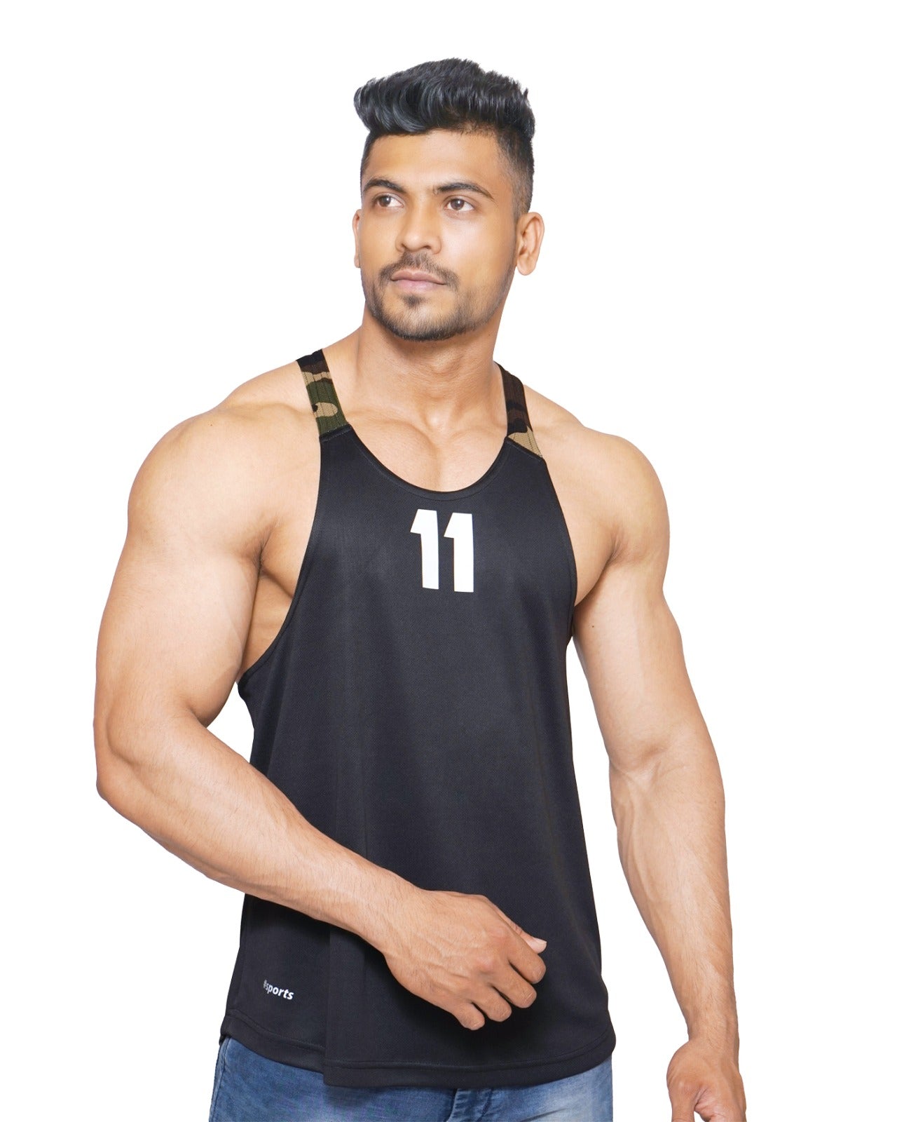 DriDOT Gym Mesh Vest Sando Tank top Black Military Camo Men Boys RWM4003
