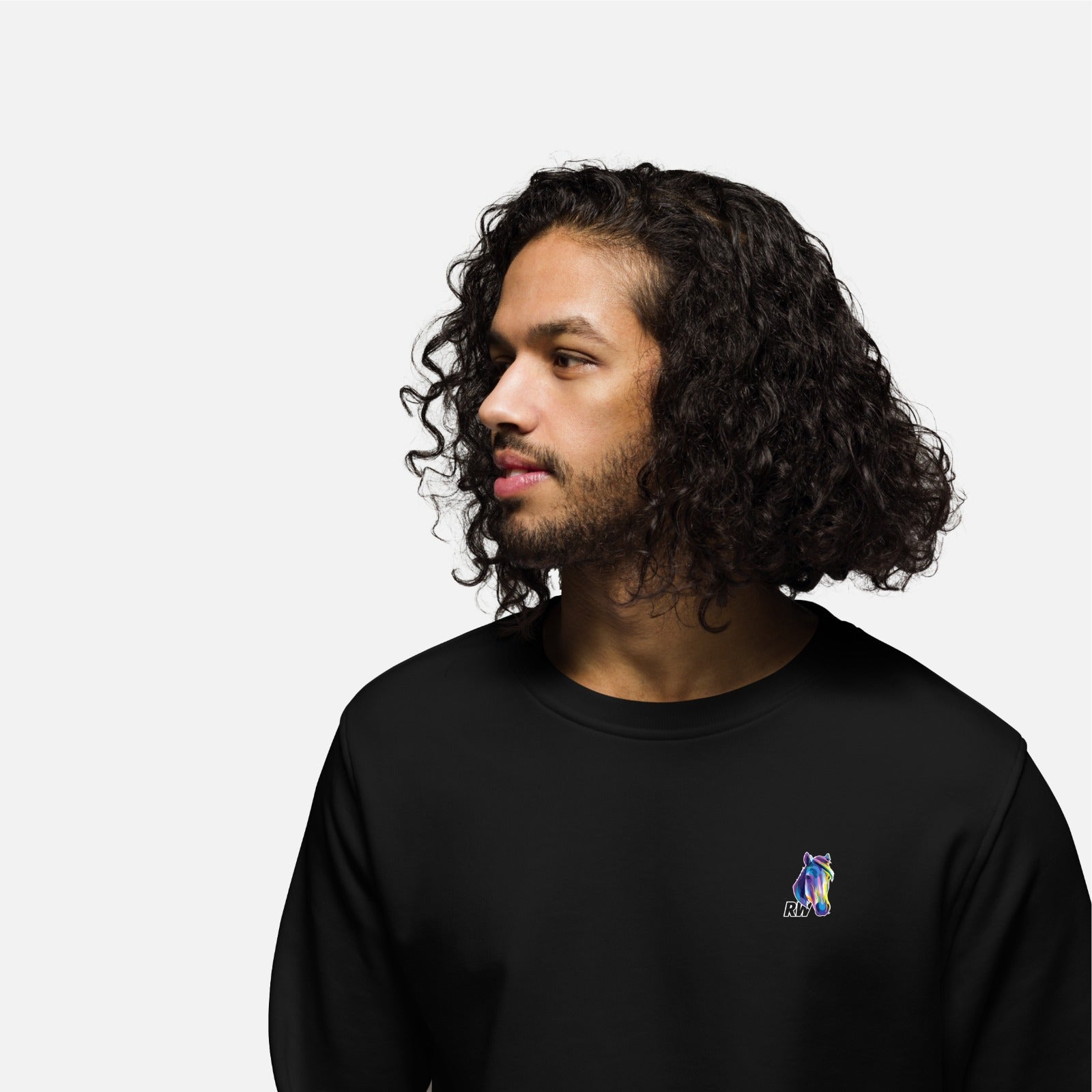Fleece Horse Black Sweatshirt RWM9013 Sweatshirt - royaleway.com