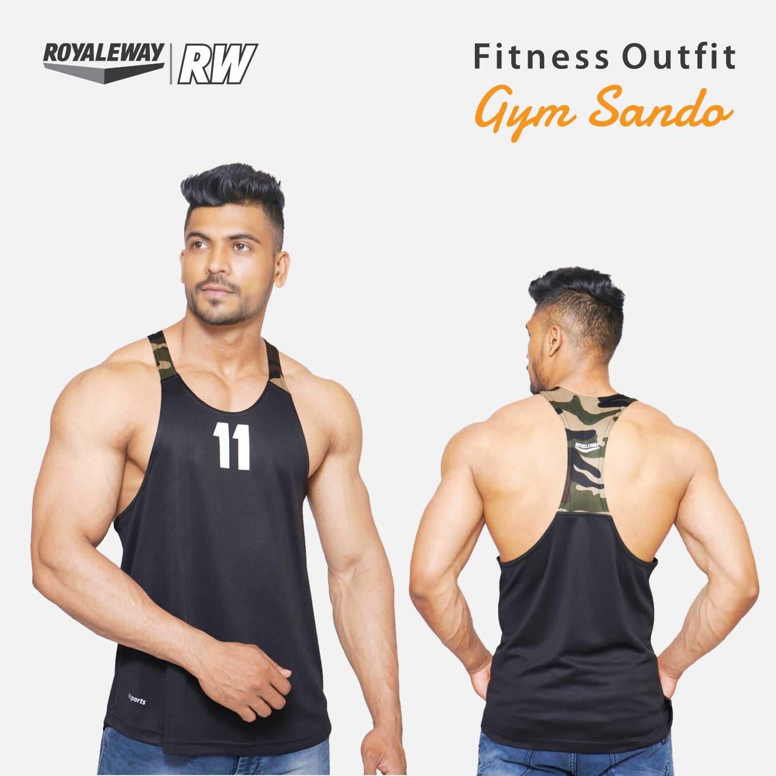 Camouflage Black Gym Sando