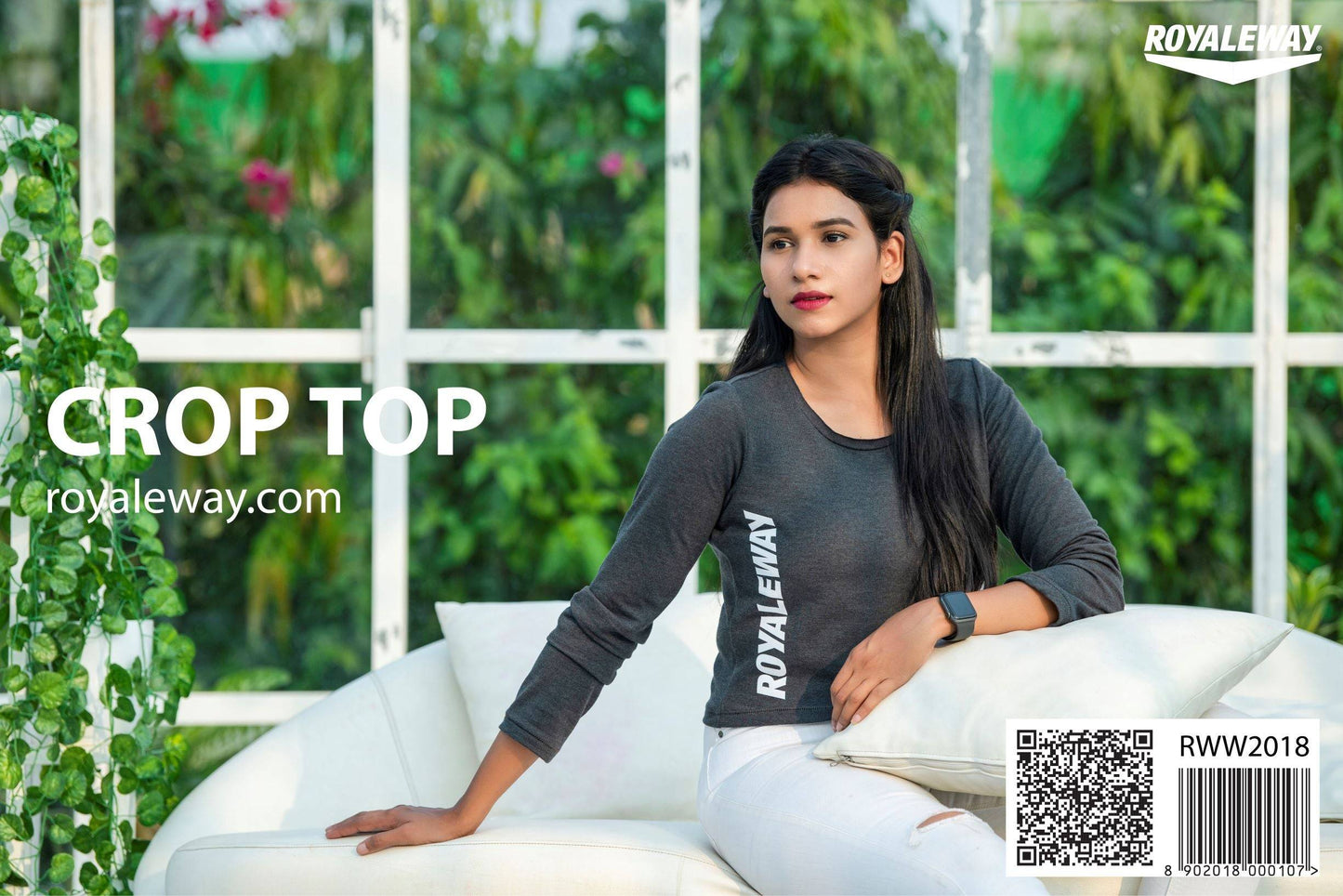 Crop Top Cotton Women Dark Grey and White RWW2018