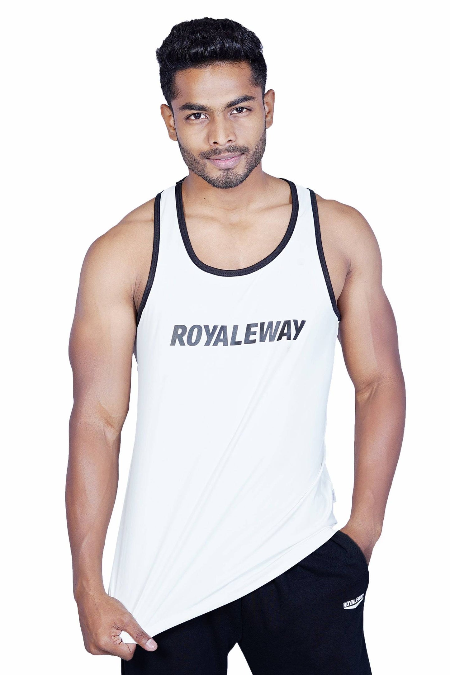 Lycra Vest White and Black Men RWM4009