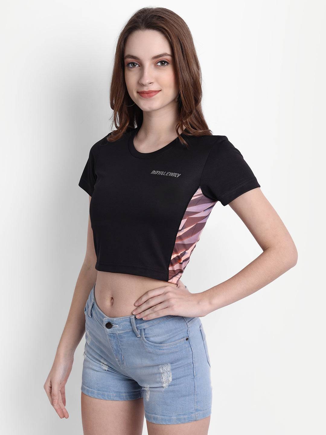 DriDOT Black Long Back Crop Top RWW2038 Long Back Crop Top - royaleway.com