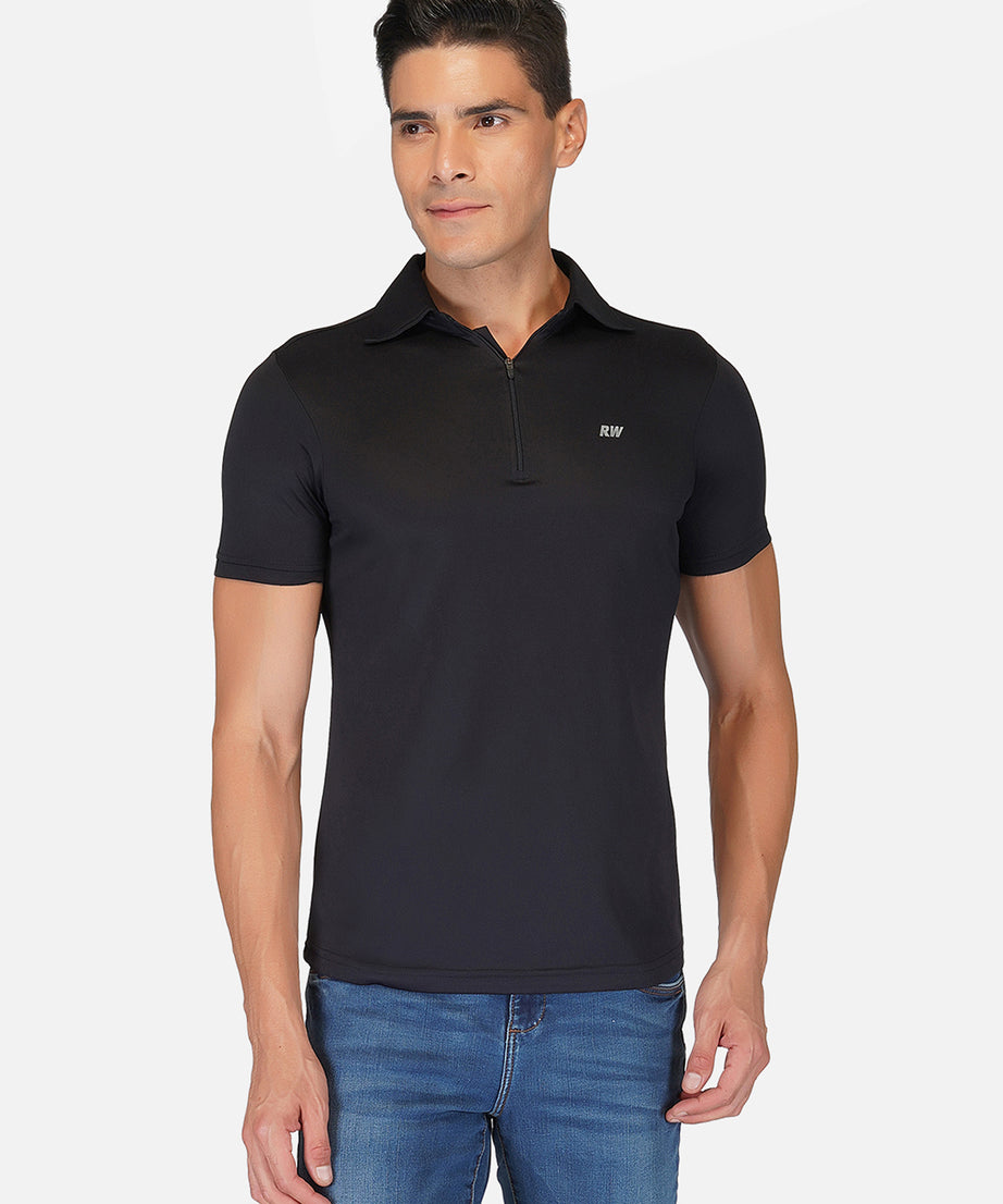 DriDOT Black Zipper Polo T-Shirt RWM2025 POLO T-Shirt - royaleway.com