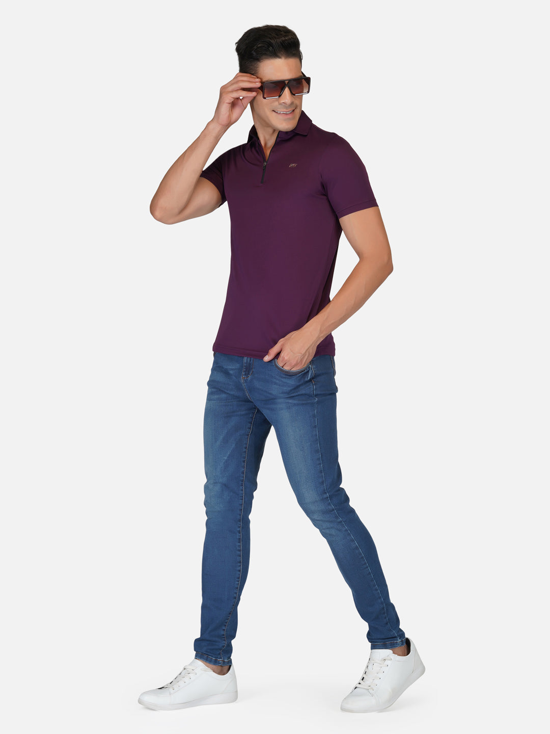 Purple Zipper Polo T-Shirt RWM2027 POLO T-Shirt - royaleway.com