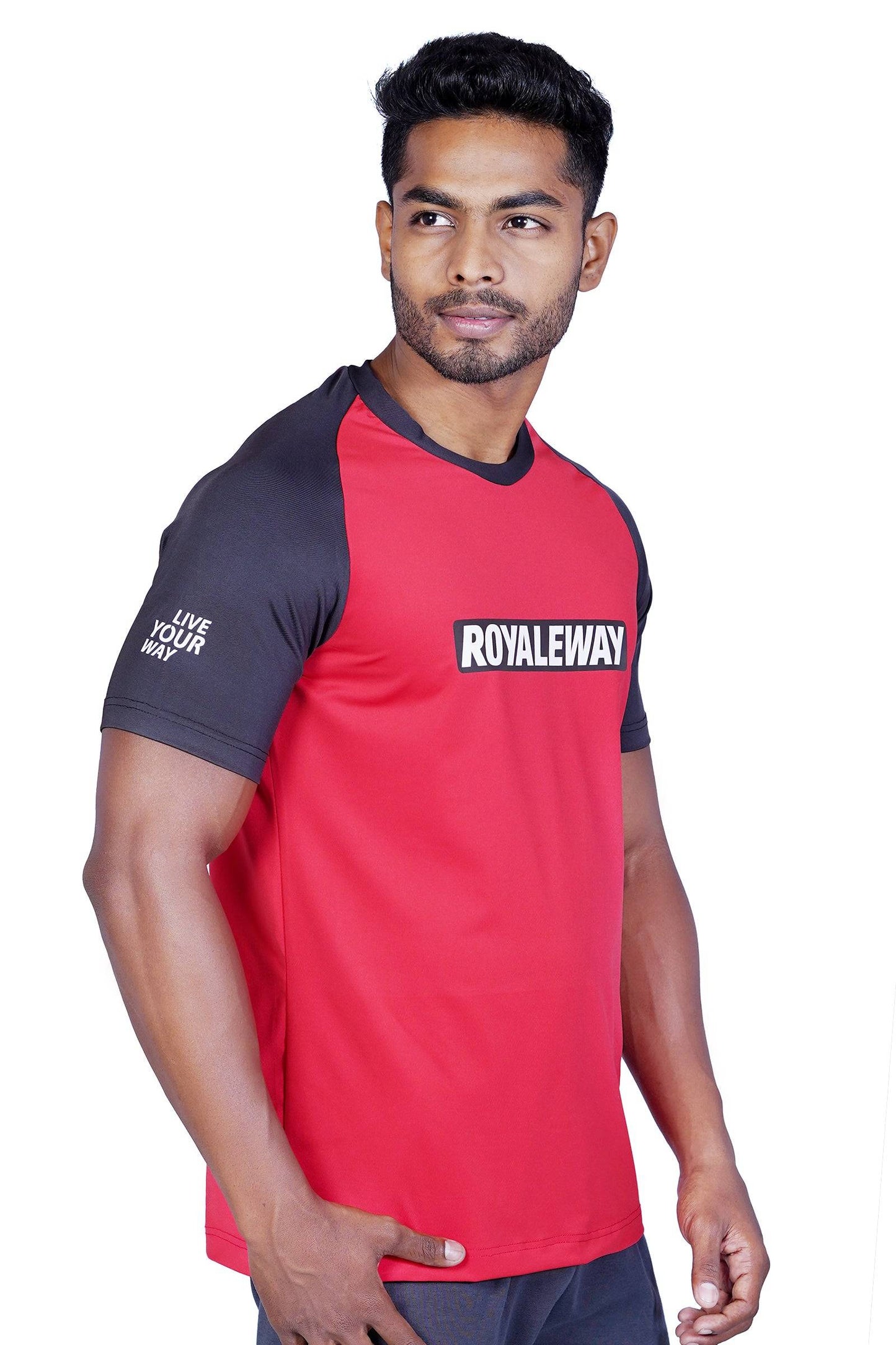 Lycra Raglan Red and Black RWM2074