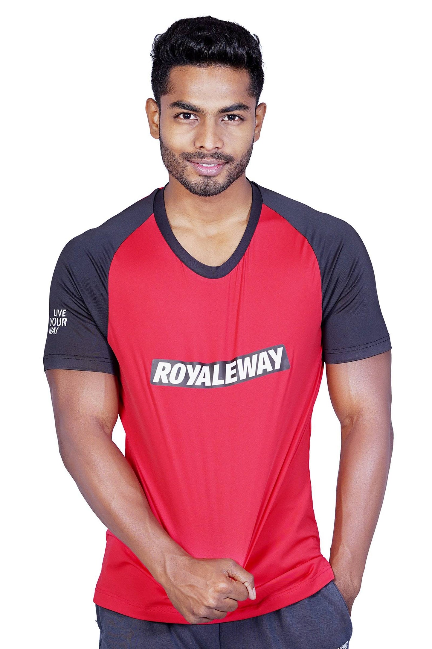 Lycra Raglan Red and Black RWM2074