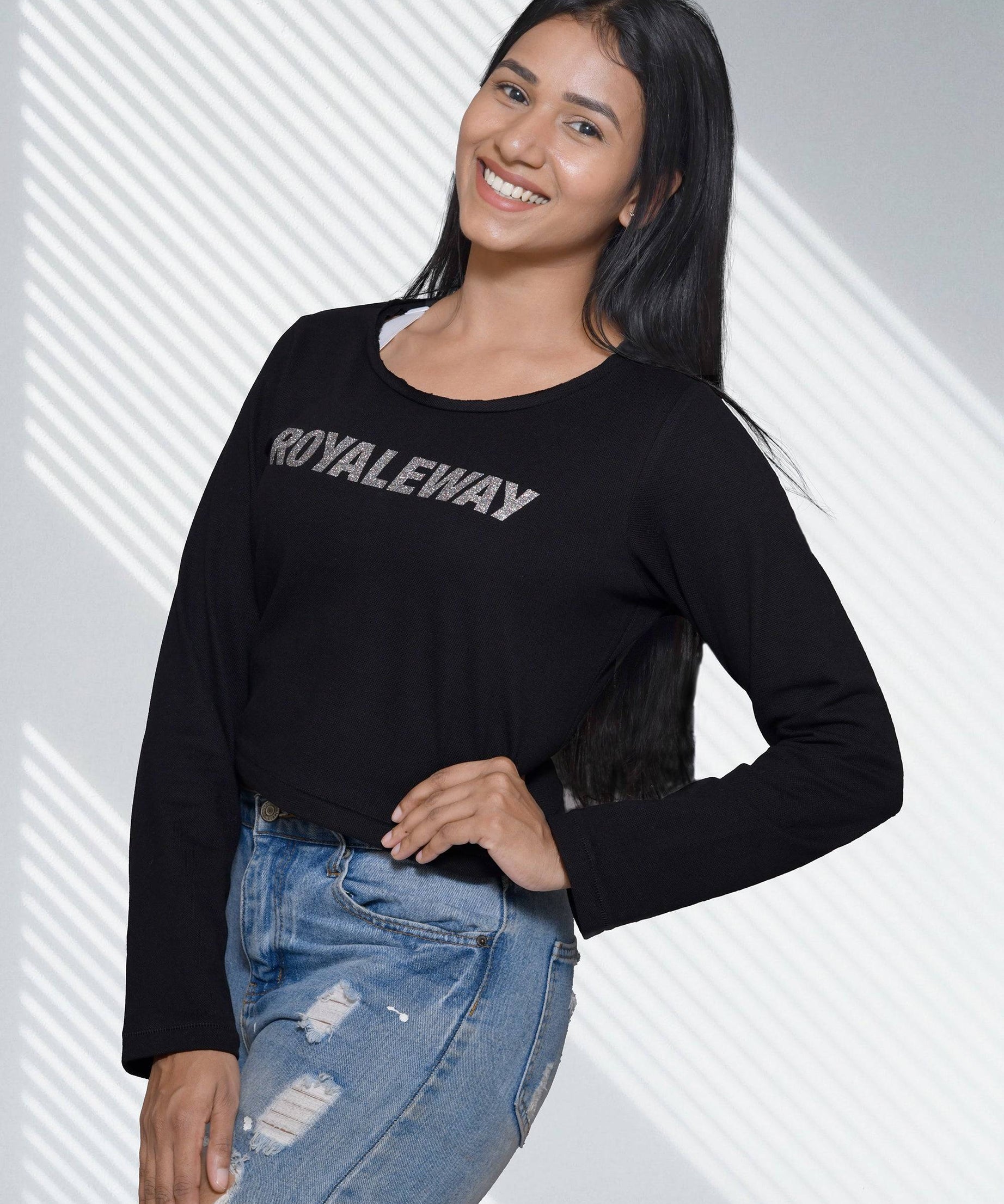 Cotton Black Crop Top RWW2017 Crop Top - royaleway.com