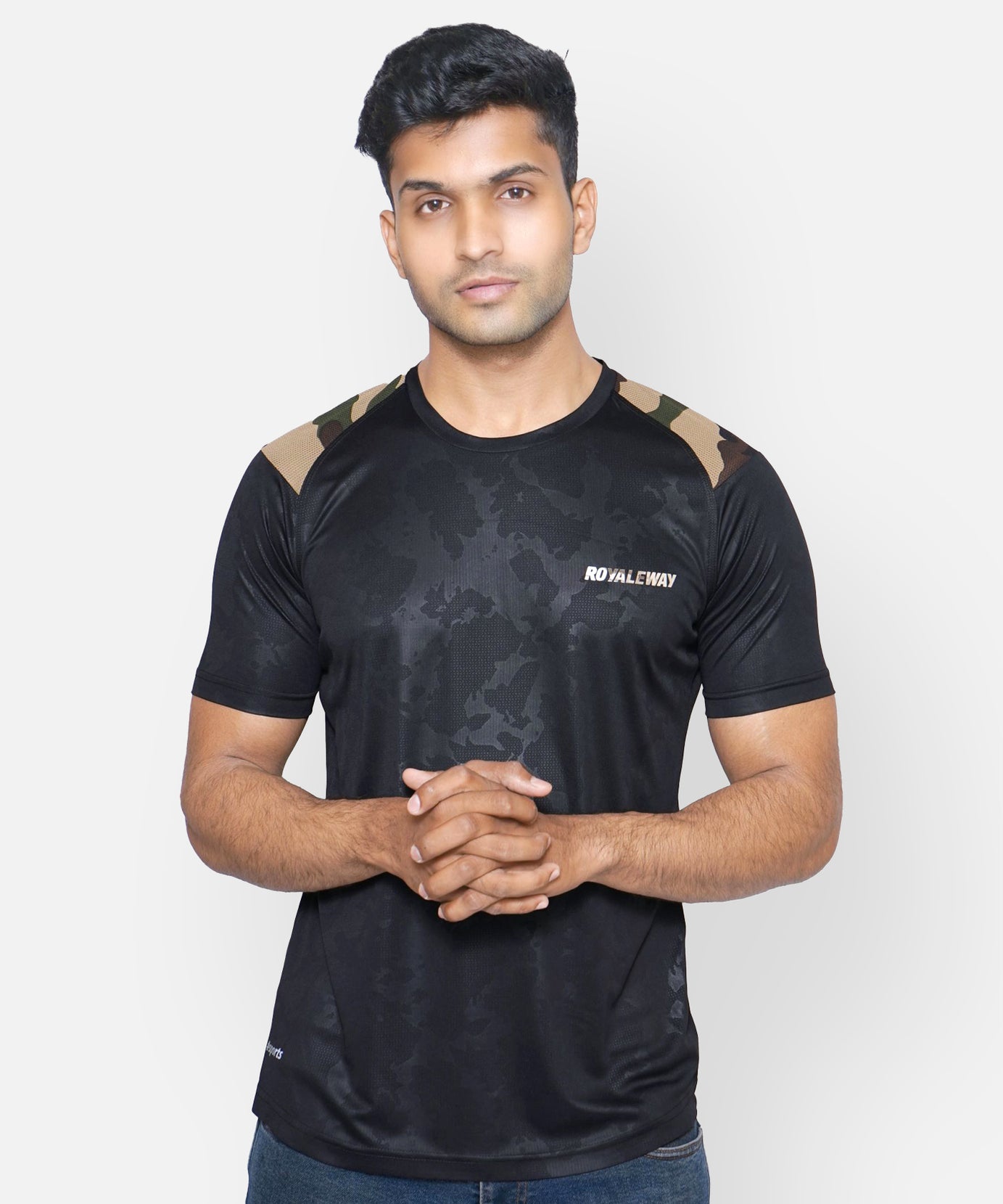 Black Camouflage Raglan T-Shirt RWM2044 Raglan T-Shirt - royaleway.com