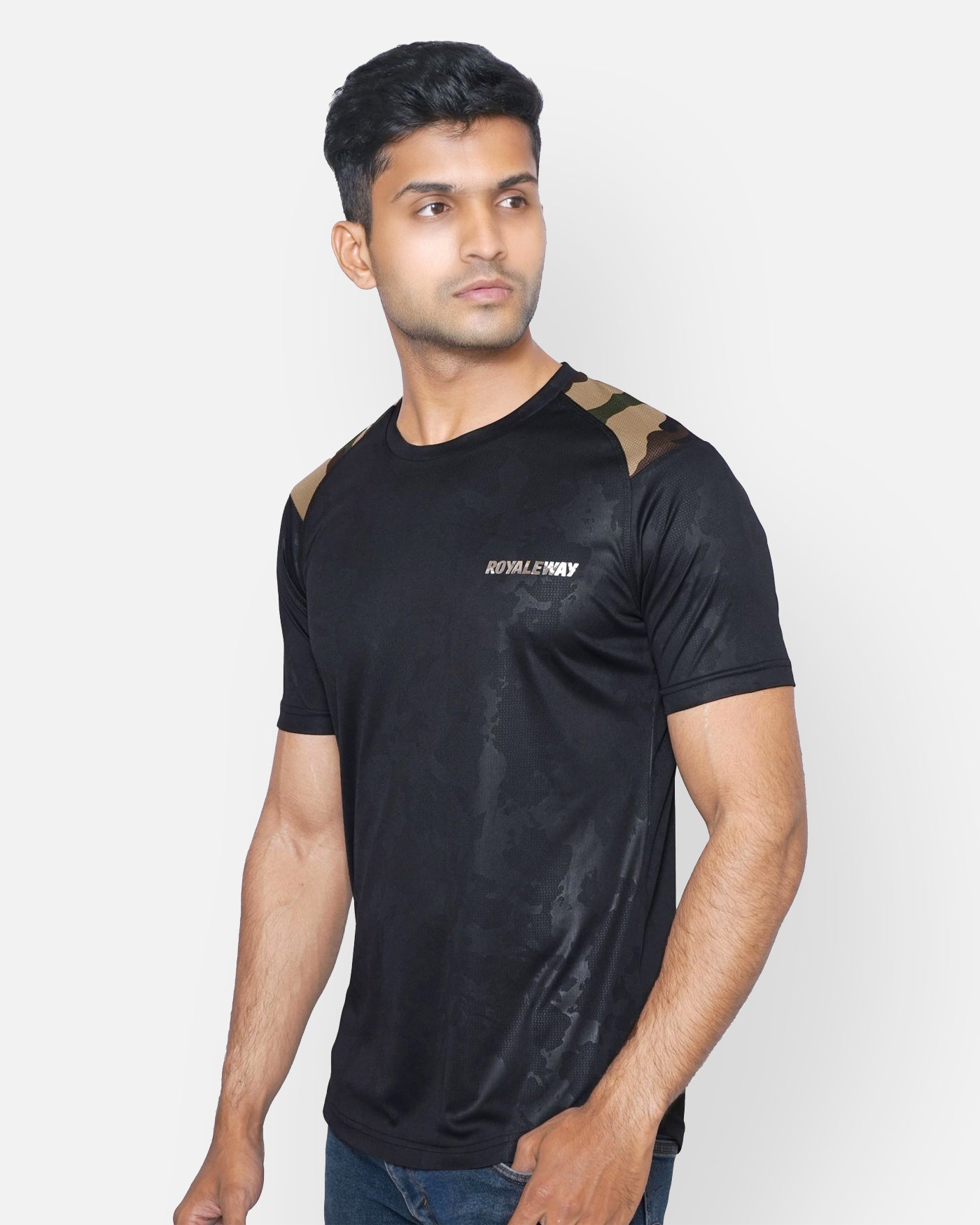 Black and Military Men Camo Raglan RWM2047