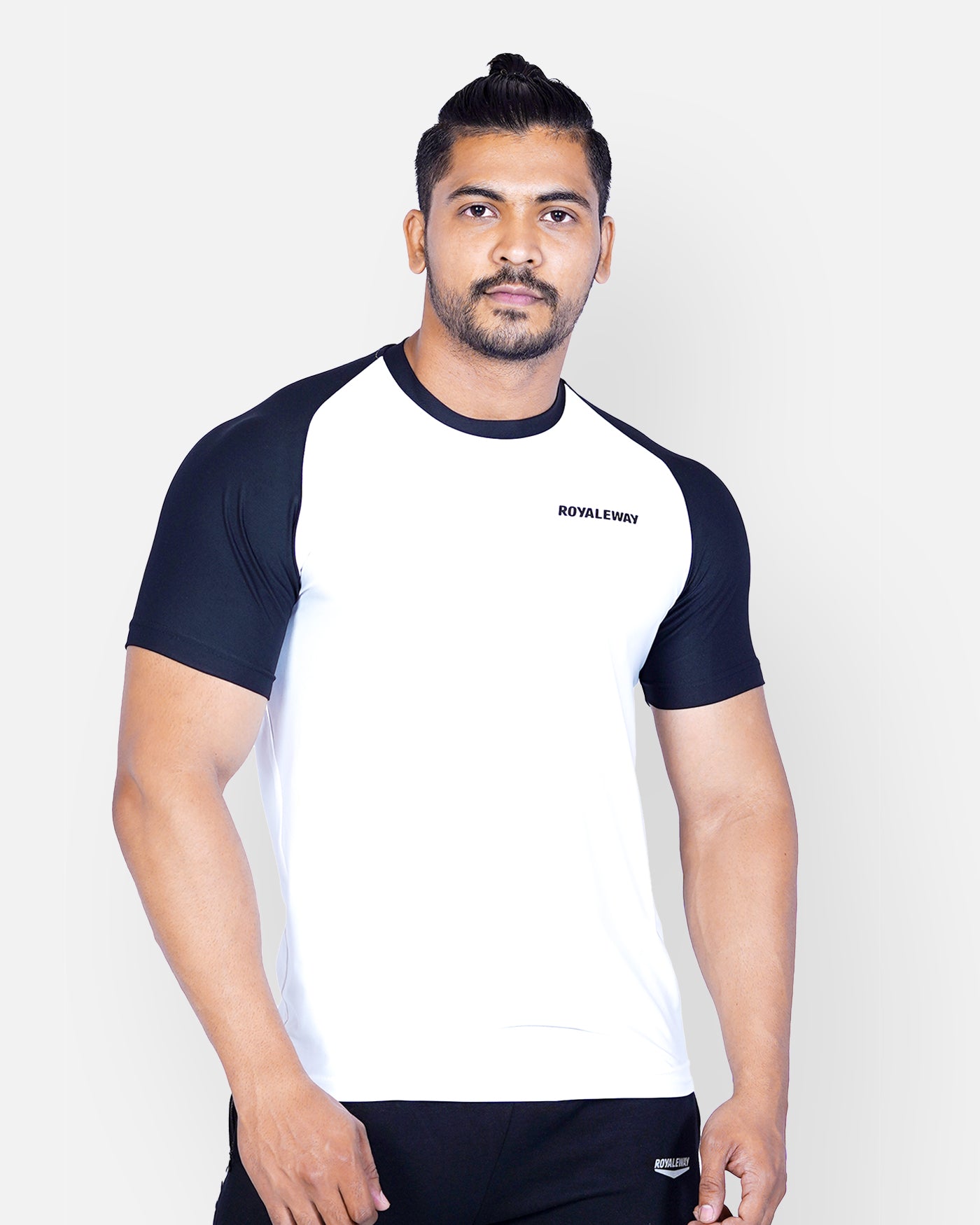 Lycra Raglan White and Black Men RWM2072