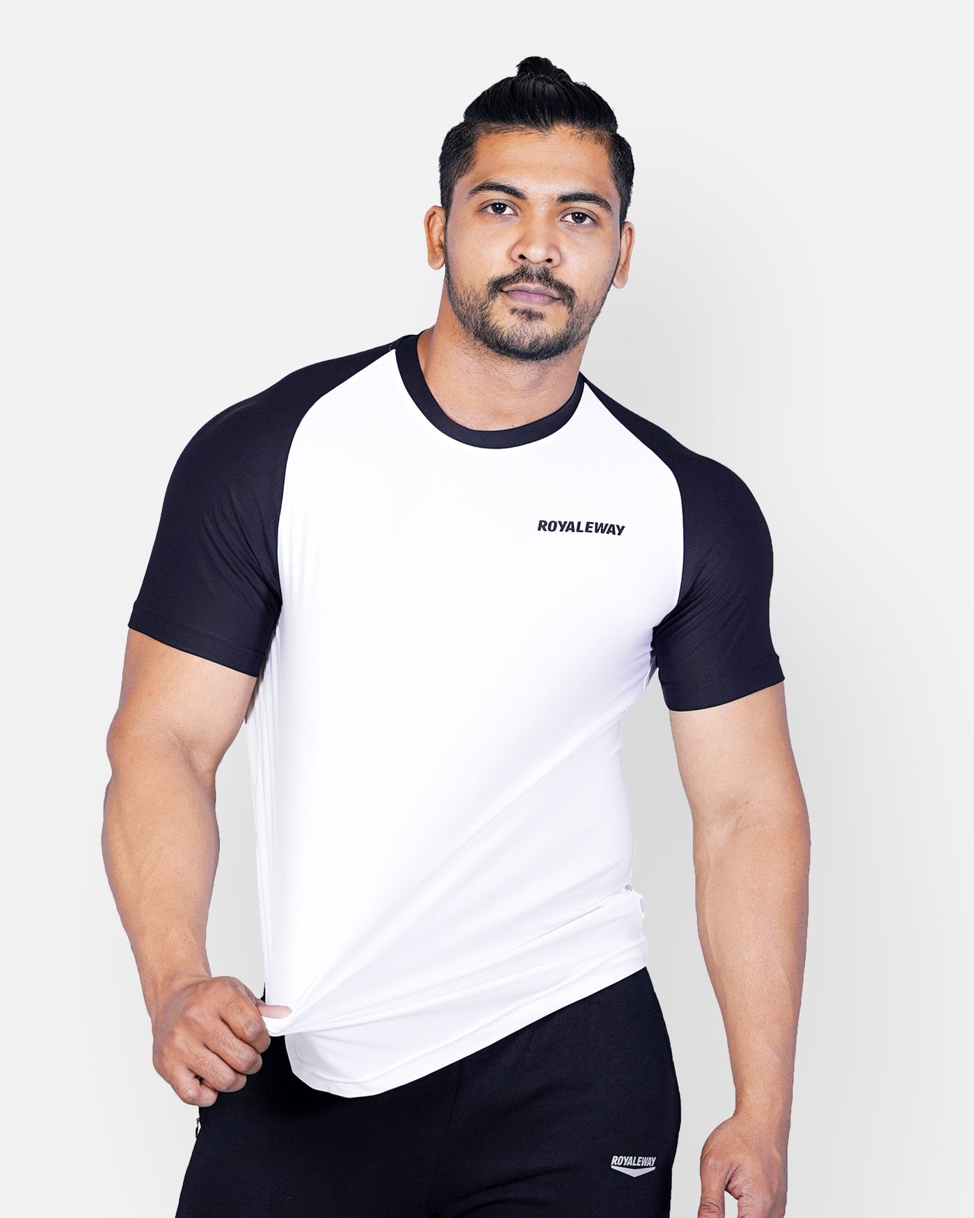 Lycra Raglan White and Black Men RWM2072