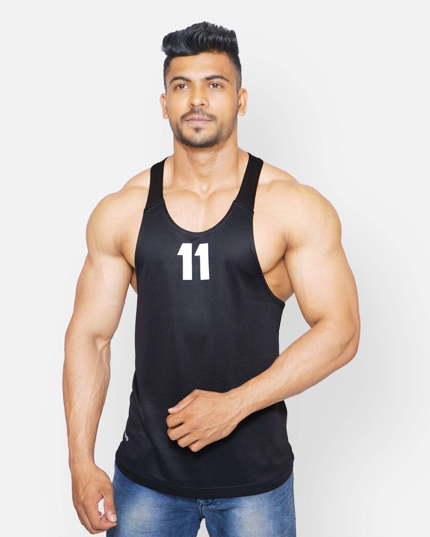 DriDOT Black Vest Gym Sando RWM4002 DriDOT Vest - royaleway.com