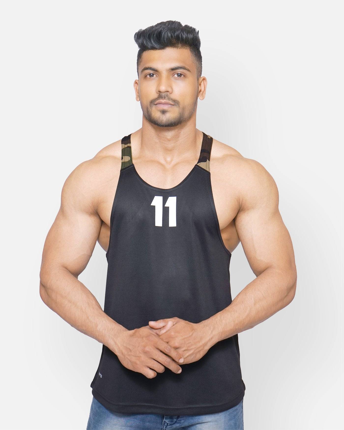 Gym Sando Black Military Camo Men RWM4003