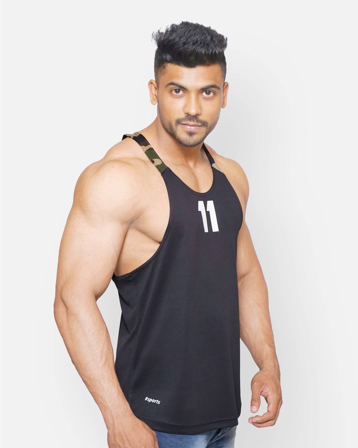 Gym Sando Black Military Camo Men RWM4003