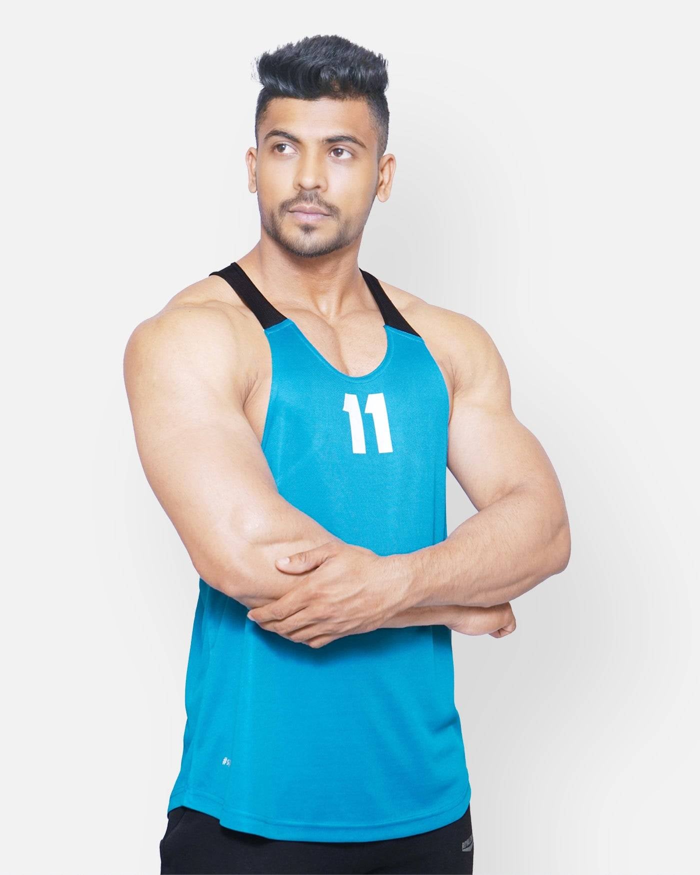 Gym Sando Peacock Blue Men RWM4005