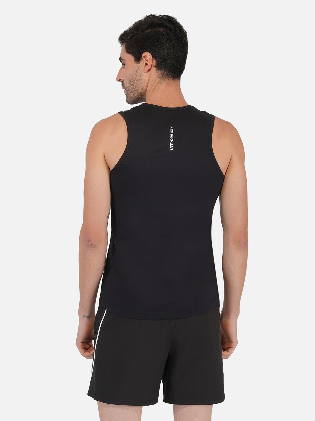 Cotton Broad Shoulder Vest Blck RWM4026