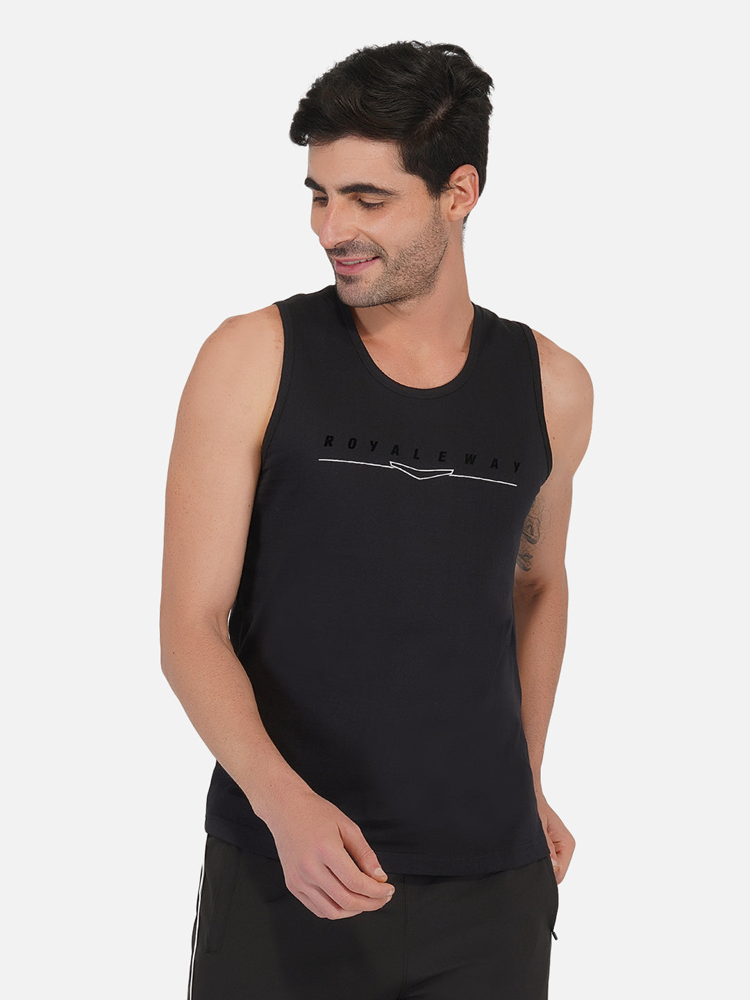 Cotton Broad Shoulder Vest Blck RWM4026