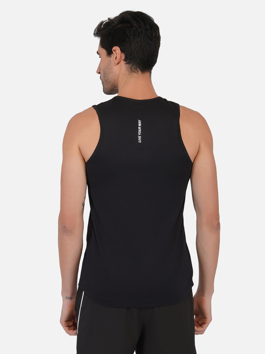 Cotton Broad Shoulder Vest Black & Orange RWM4028