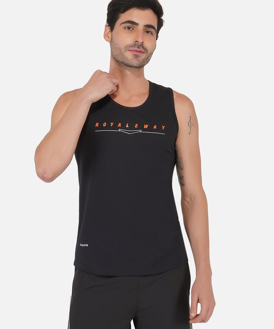 Cotton Black & Orange Vest RWM4028 Cotton Vest - royaleway.com