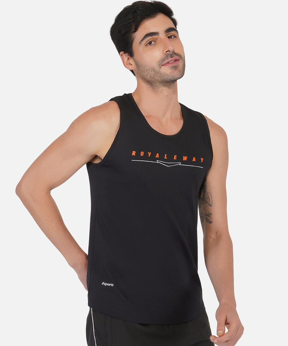 Cotton Black & Orange Vest RWM4028 Cotton Vest - royaleway.com