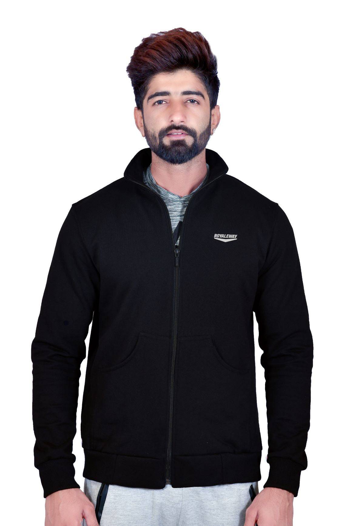 STAND COLLAR ZIPPER JACKET BLACK Men RWM6016