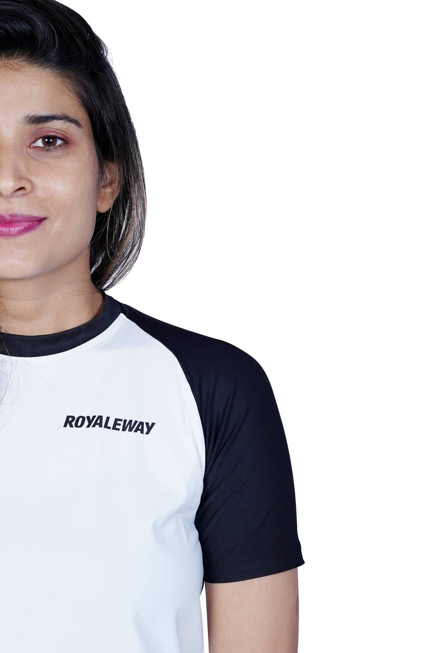 Lycra Raglan White and Black Women RWW2001