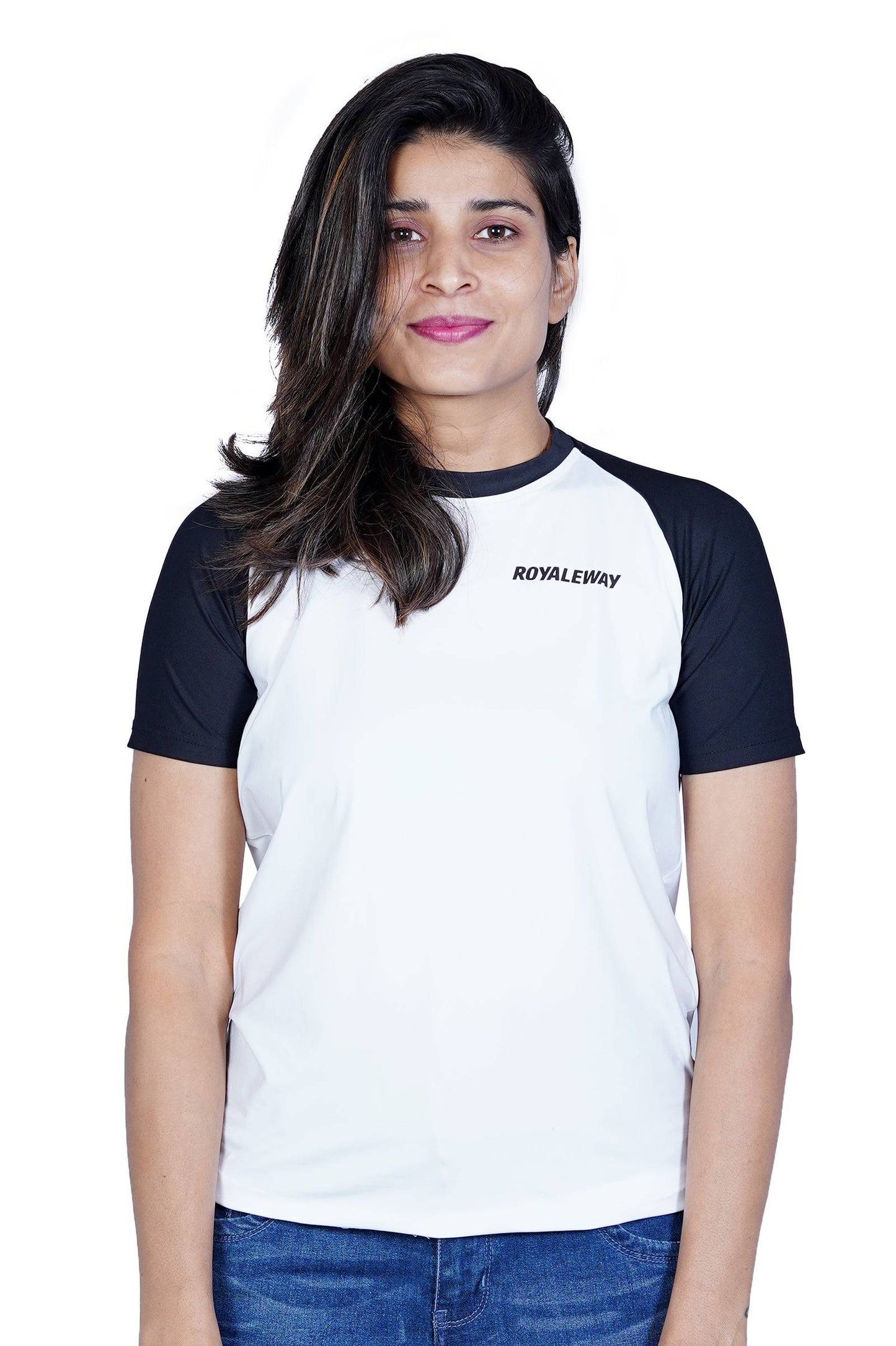 Lycra Raglan White and Black Women RWW2001
