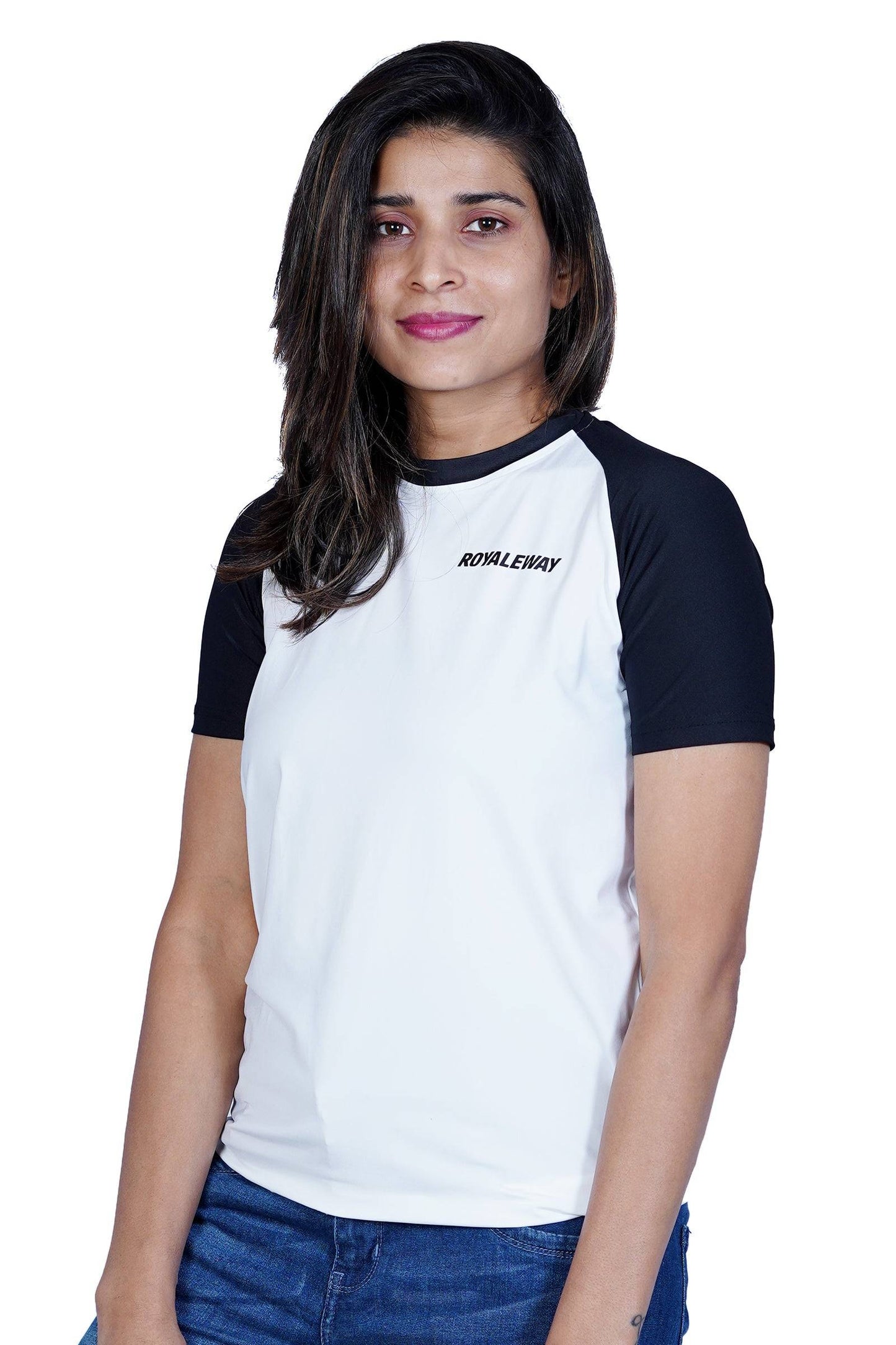 Lycra Raglan White and Black Women RWW2001