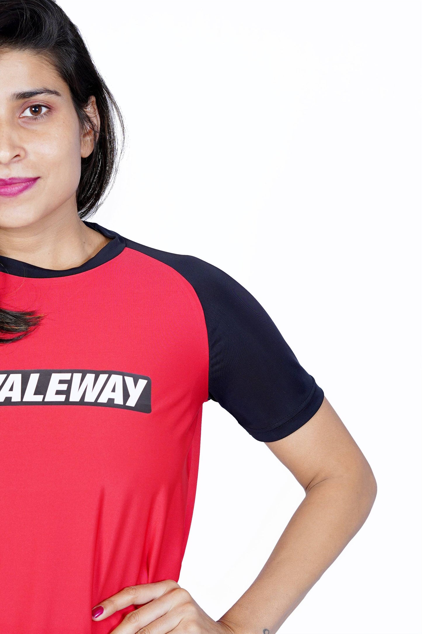 Lycra Raglan Red and Black Women RWW2002