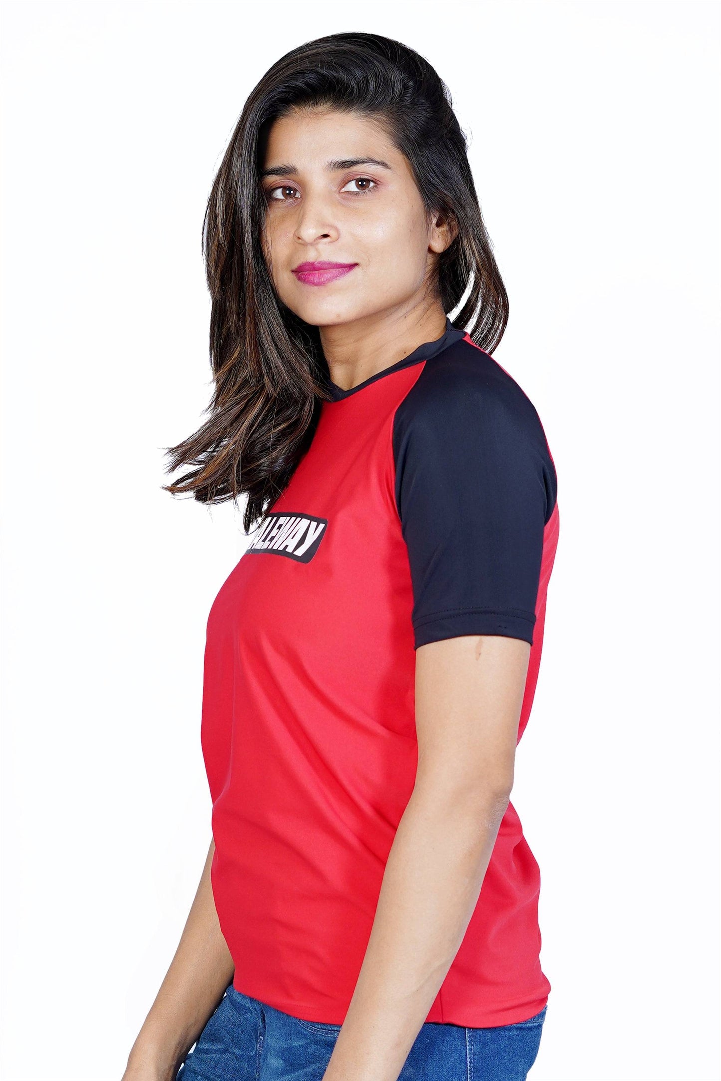 Lycra Raglan Red and Black Women RWW2002