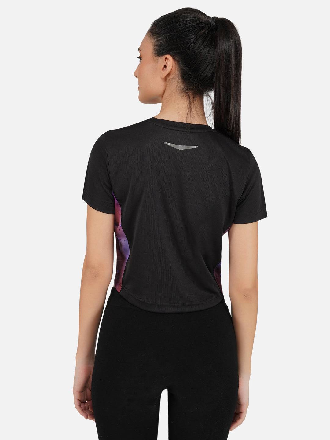 LONG BACK CROP TOP BLACK AND STEEL RWW2028
