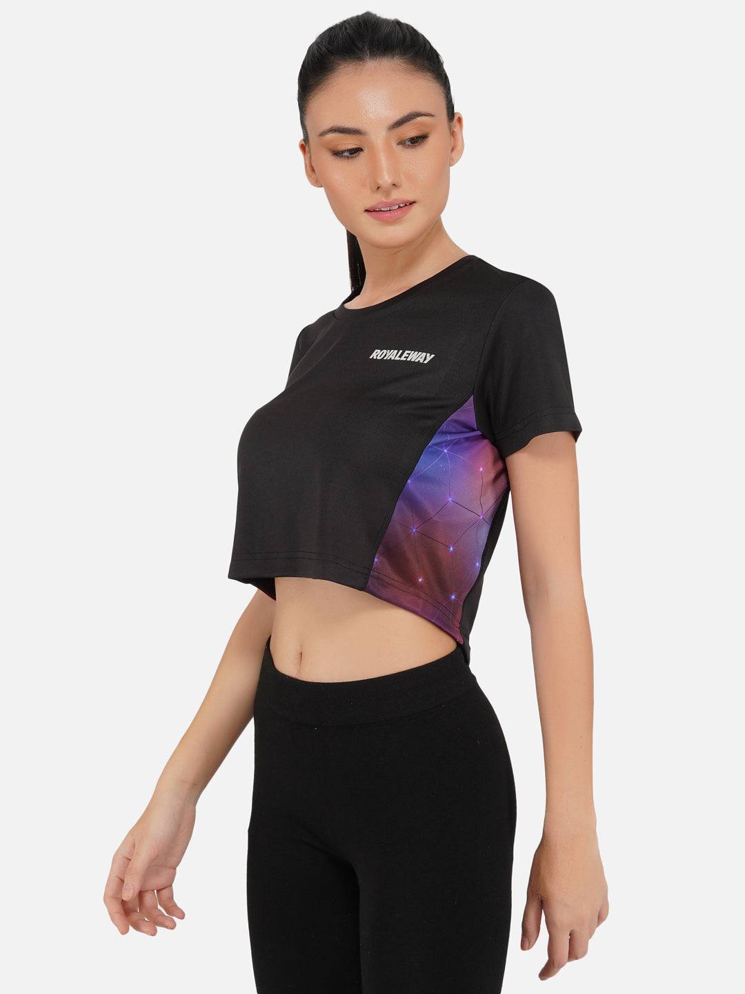LONG BACK CROP TOP BLACK AND STEEL RWW2028