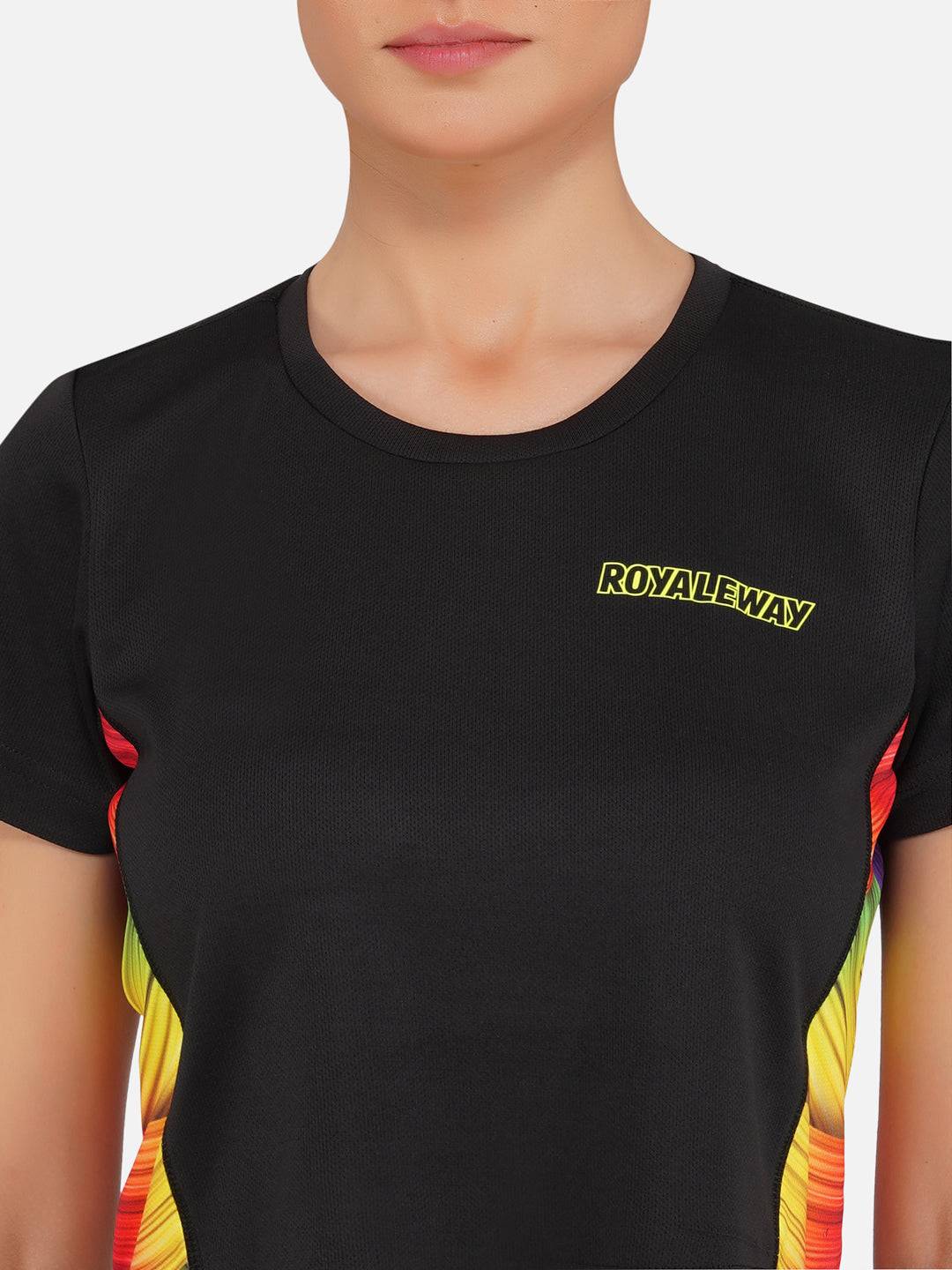 LONG BACK CROP TOP BLACK AND MULTI COLOR RWW2030