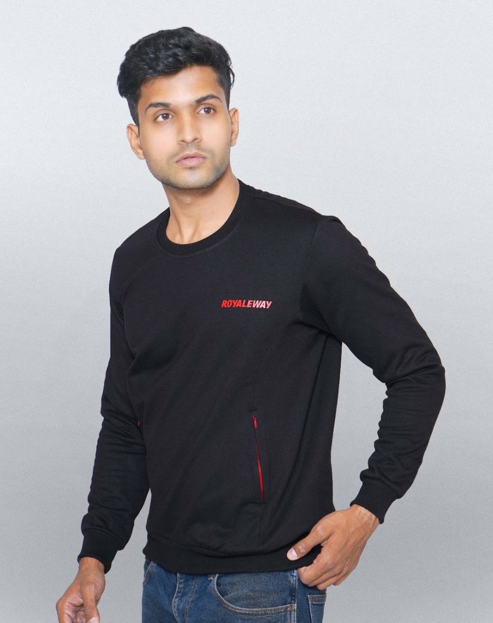 Fleece Pocket Sweatshirt Black and Red Men RWM9003