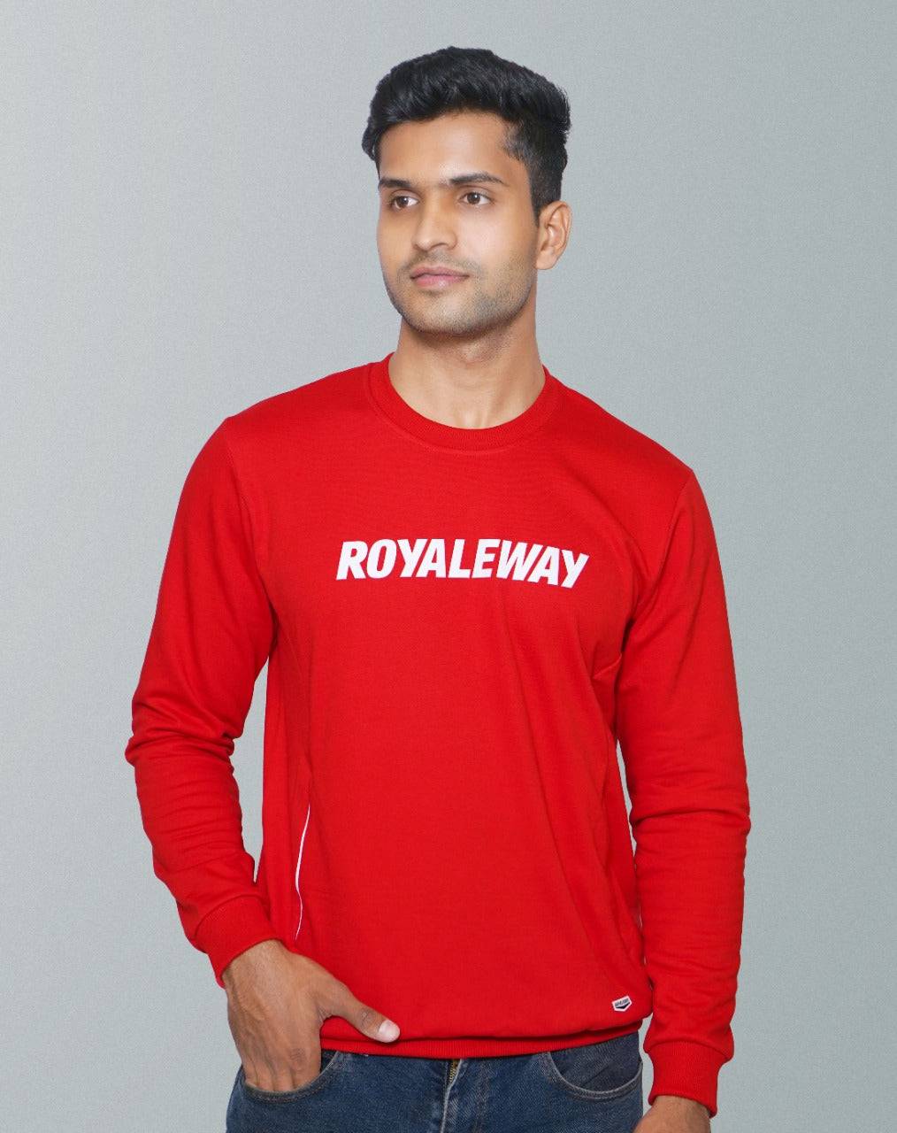 Fleece Pocket Sweatshirt Red and White Men RWM9005