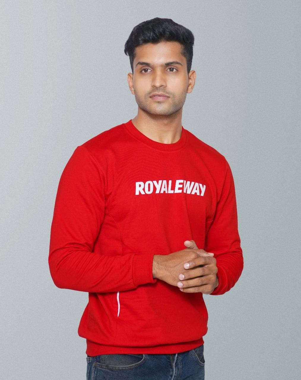 Fleece Pocket Sweatshirt Red and White Men RWM9005