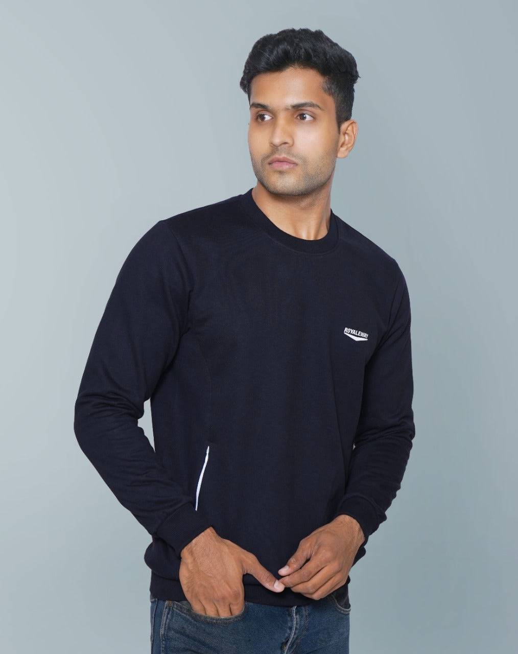 Fleece Pocket Sweatshirt Navy Blue Men RWM9007