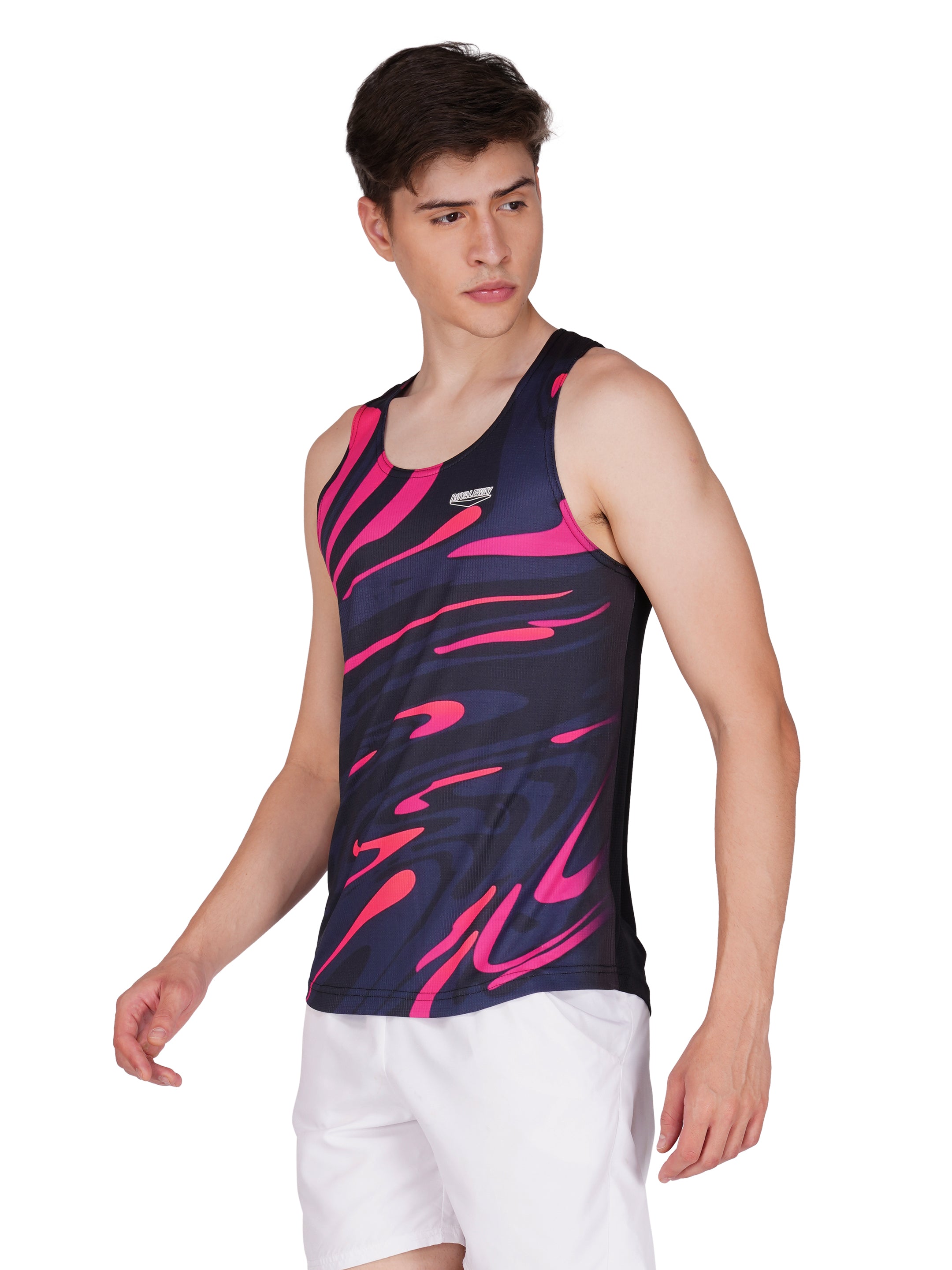 DriCHEX Sports Sando Tank Top Vest for Mens Outfit Apparel Neon Pink Black RWM4032