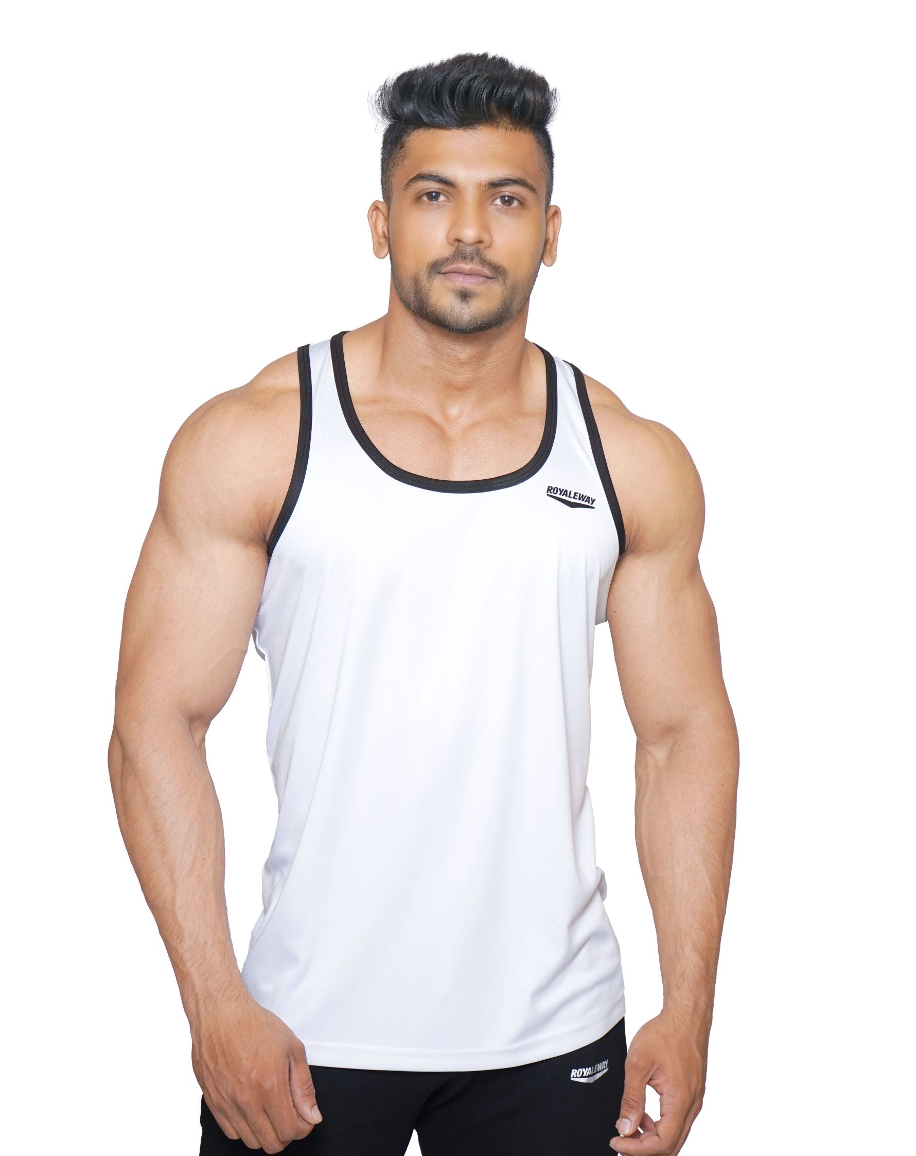 DriSOFT Vest Apparel Men White and Black Tank Top Sando RWM4019