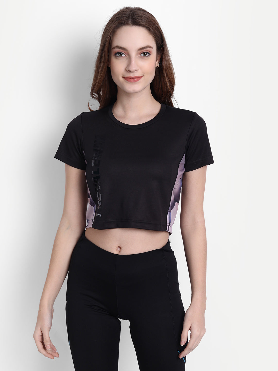 DriDOT Crop Top T Shirt Apparel Long Back Reflective Black Women RWW2045