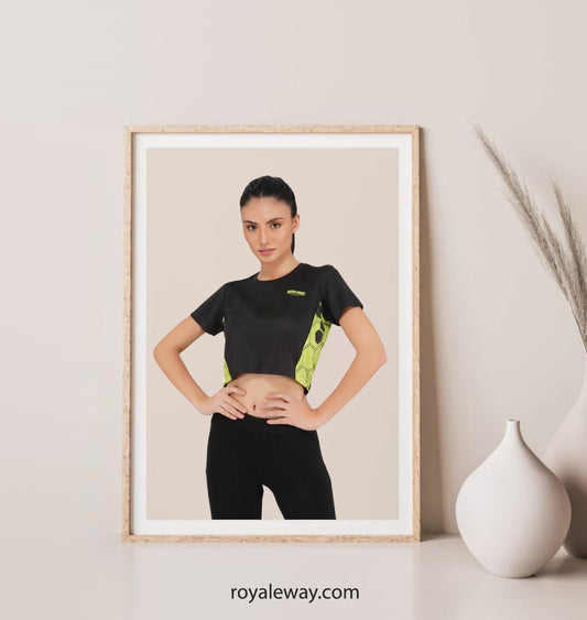 Unlocking Style: The Long Back Crop Top Black And Green Women RWW2026 by Royaleway
