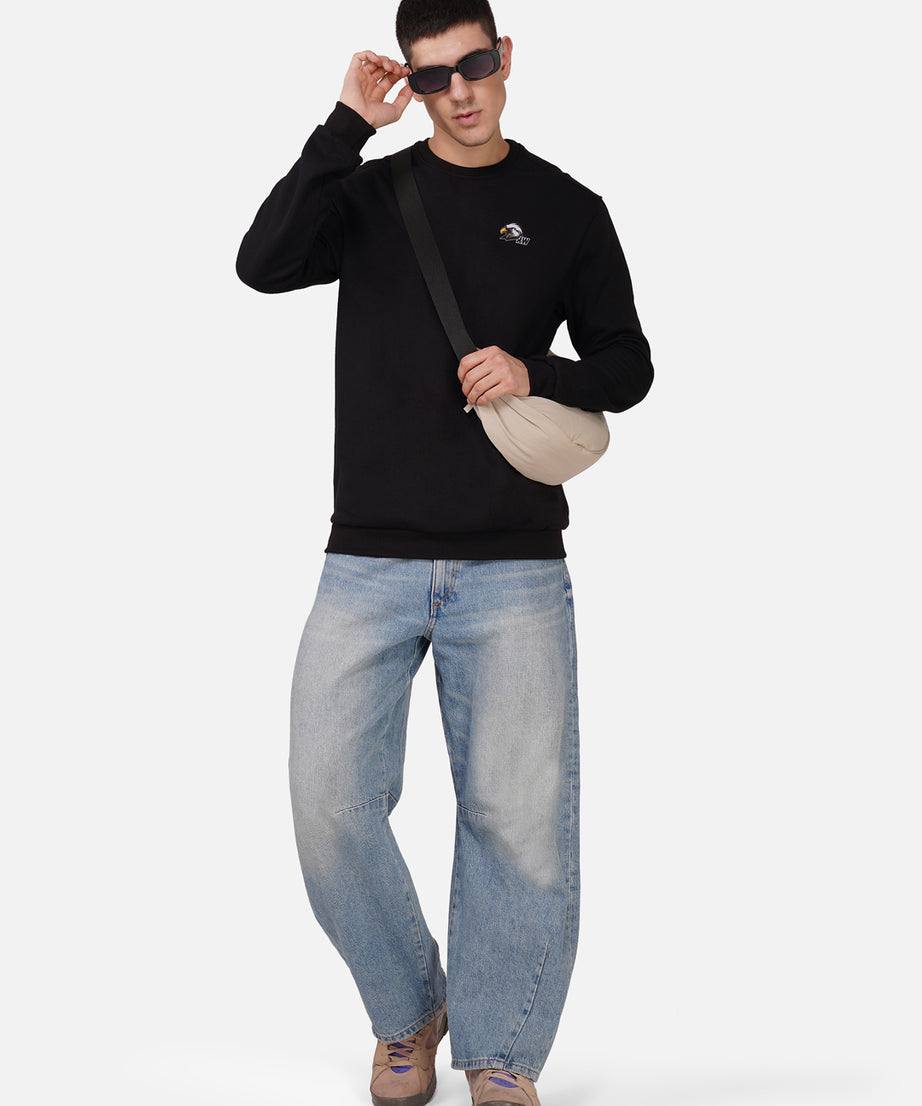 Fleece Eagle Black Sweatshirt RWM9012
