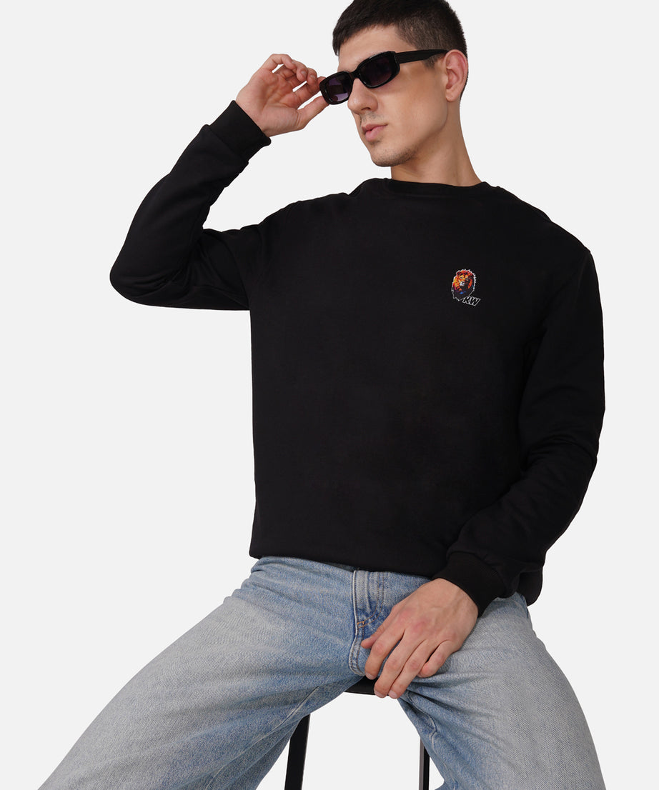 Fleece Lion Black Sweatshirt RWM9014