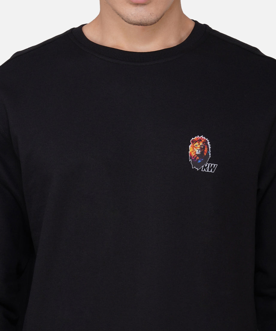 Fleece Lion Black Sweatshirt RWM9014