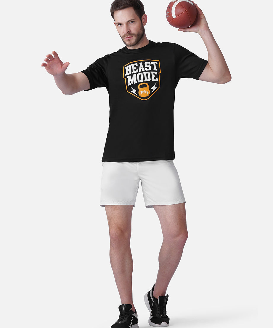 Gym Black Printed T-Shirt Slim Fit Men RWM2052