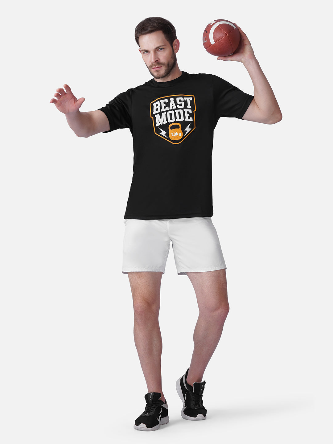 Gym Black Printed T-Shirt Slim Fit Men RWM2052