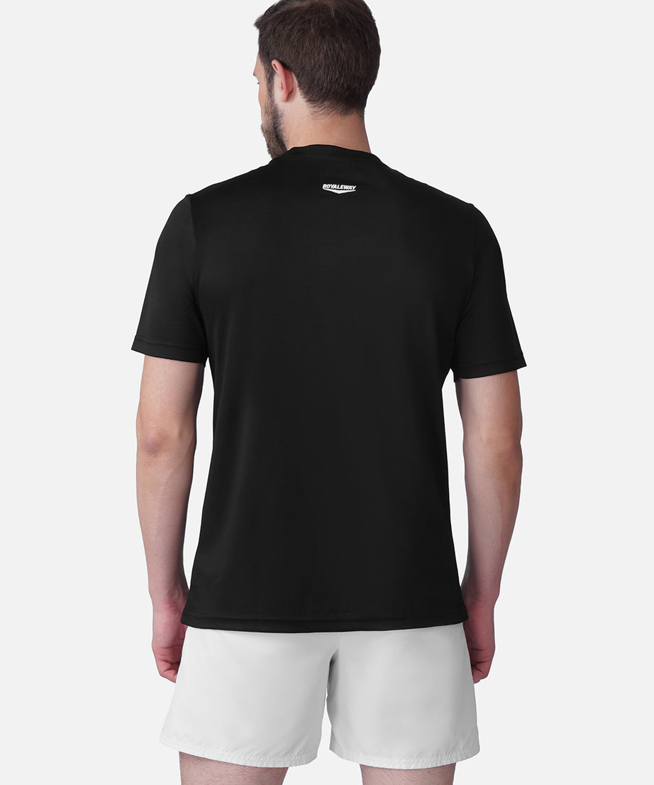 Gym Black Printed T-Shirt Slim Fit Men RWM2052
