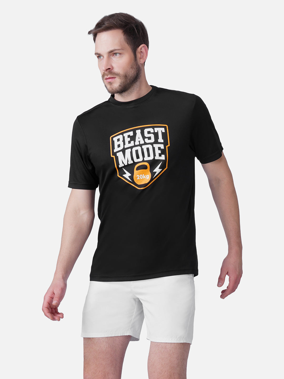 Gym Black Printed T-Shirt Slim Fit Men RWM2052