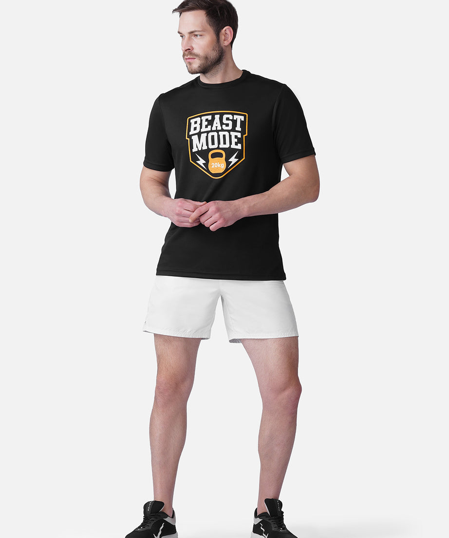 Gym Black Printed T-Shirt Slim Fit Men RWM2052